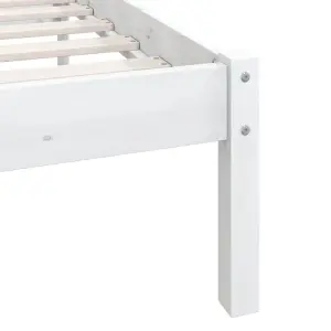 Berkfield Bed Frame White Solid Wood Pine 90x190 cm Single