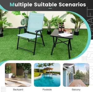 Costway Set of 4 Patio Folding Dining Chairs Outdoor Portable Sling Back Chairs