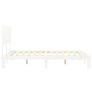 Berkfield Bed Frame with Headboard White 140x200 cm Solid Wood