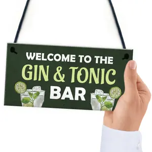 Gin And Tonic Bar Home Bar Man Cave Kitchen Sign Gift For Her Gin Gift