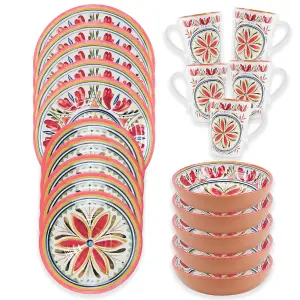 Purely Home Mediterranean 20 Piece Melamine Dinnerware & Mugs Set