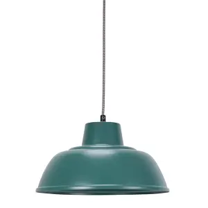 ValueLights Morris Teal Metal Hanging Pendant Ceiling Light Fitting for Living Room Kitchen - LED Bulb Included