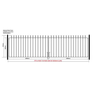 MANA Ball Top Pair of Metal Driveway Gates 3353mm GAP x 915mm High MAZP52