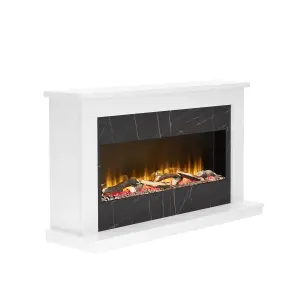 BeModern Broadfield White & storm Micro-marble Outset Electric Fire suite