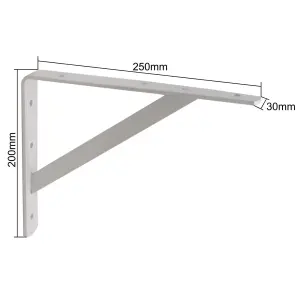 EAI - Strong Arm Shelf Bracket 200x250x30x4mm - White - Pack of 10