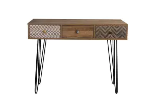 Casablanca 3 Drawer Desk Metal Legs