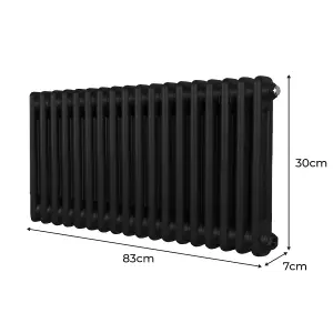 Traditional 2 Column Radiator - 300 x 832 mm - Black