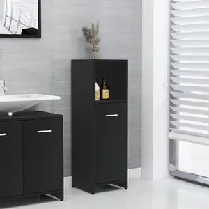 Berkfield Bathroom Cabinet Black 30x30x95 cm Engineered Wood