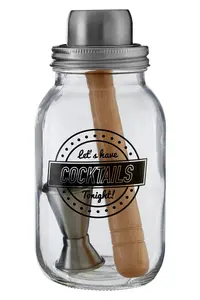 Maison by Premier Ara 3 Piece Lets Have Cocktails Cocktail Jar