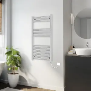 Rinse Bathrooms 600W Electric Heated Warming Towel Rail Bathroom Radiator Chrome - 1200x600mm