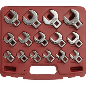 15-Piece Open Ended Crow's Foot Nut Spanner Socket Set with 3/8" Drive Ratchet