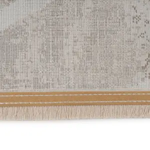 Natural Greige Super Soft Abstract Fringed Area Rug 160x230cm