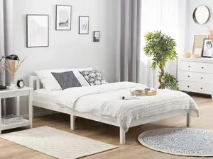 Wooden EU King Size Bed White FLORAC