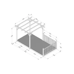 Forest Garden Natural Rectangular Pergola & decking kit, x3 Post x2 Balustrade (H) 2.5m x (W) 5.2m