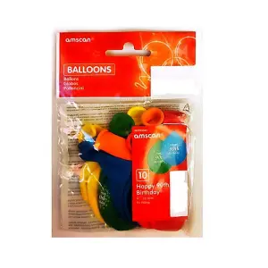 Amscan Latex Plain 90th Balloons (Pack of 10) Multicoloured (One Size)