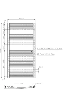 Right Radiators 1200x600 mm Bathroom Curved Heated Towel Rail Radiator Warmer Ladder Chrome