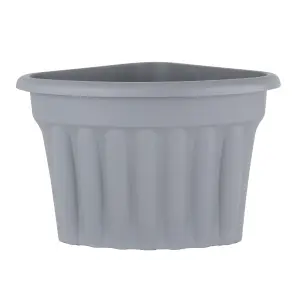 Wham 4x Vista Plastic Planter, Corner Garden Plant Pot, Large Floor Pot (49cm, 49L, Pack of 4) Made in UK (Upcycle Grey)