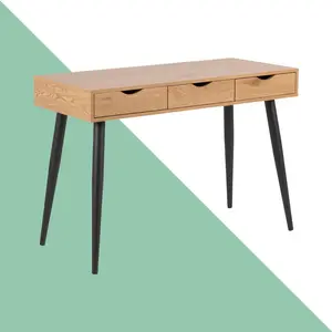 Casson Metal Base Writing Desk Oak/Black