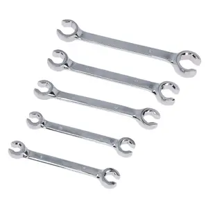 Metric Flare Nut Brake Gas Fuel Pipe Spanner Wrench 9mm - 21mm 5pc Set