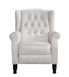 Faux Leather Suede Cream Marianna Manual Recliner Wingback Chair