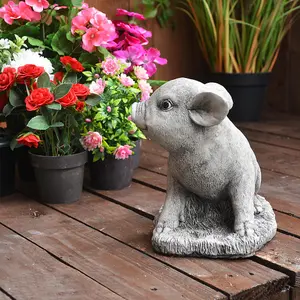 Adorable Stone Cast Babe Pig Garden Ornament