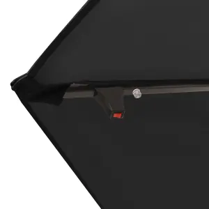 SunDaze 3M Black Garden Cantilever Banana Parasol with Solar LED Lights Outdoor Patio Umbrella