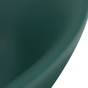 Belfry Bathroom Pearlene 390mm W Ceramic Oval Sink with Overflow Dark Green