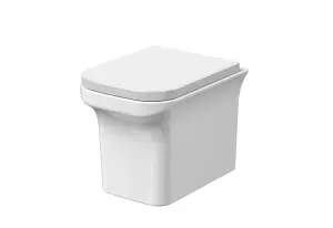 Rimless Wall Hung Square Toilet Pan & Soft Close Seat - 390mm x 340mm x 480mm