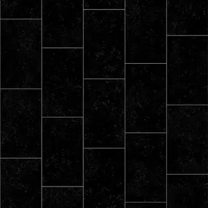 Black Modern Tile Effect Anti-Slip Vinyl Flooring for Home, Shops, Offices, 2.0mm Thick Vinyl Sheet-6m(19'8") X 4m(13'1")-24m²