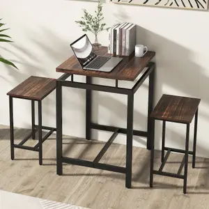 Costway 3 PCS Pub Dining Table Set Industrial Counter Height Table & 2 Stools