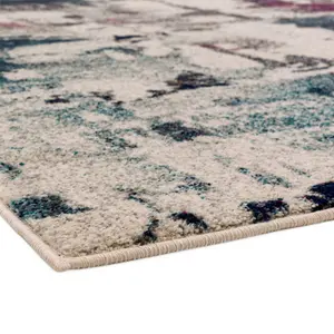 Abstract Navy Modern Easy To Clean Abstract Rug Dining Room-160cm X 230cm