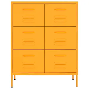 Berkfield Drawer Cabinet Mustard Yellow 80x35x101.5 cm Steel