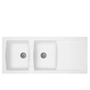 Liquida AR20WH 2.0 Bowl SMC Composite Reversible Inset Large White Kitchen Sink