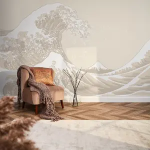 Grand Wave Mural In Cream (350cm x 240cm)