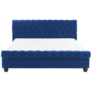 Velvet EU Super King Bed Blue AVALLON