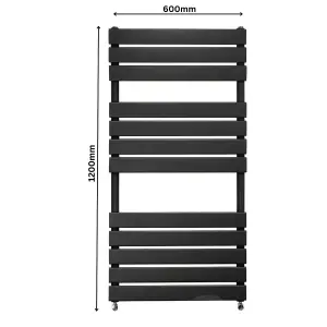 Nes Home 1200 X 600 mm Matte Black Flat Panel Towel Radiator