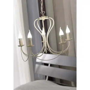 Luminosa Candela 5 Light Multi Arm Chandelier, Ivory