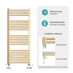 EMKE Central Heating Towel Rails Heated Towel Rail Bathroom Radiator Warmer 1200x500mm, Gold