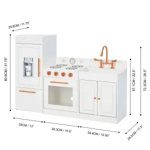 Teamson Kids Little Chef Paris Modular Wooden Play Kitchen, White/Rose Gold