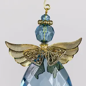 Acrylic Crystal Angel Hanging Figurine Ornament Blue/Gold