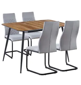 Hallowood Furniture Cullompton Large Extending Dining Table with 4 Grey High Back Chairs