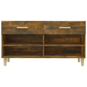 Berkfield Shoe Cabinet Smoked Oak 102x35x55 cm Engineered Wood