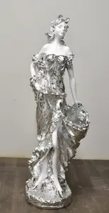 100Cm White Silver Rose Gold Drag Lady Queen Posing Sculpture Vase Silver O097