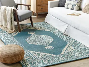 Wool Area Rug 160 x 230 cm White and Blue GEVAS