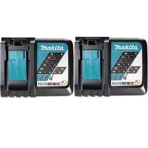 2x Makita DC18RC 18v 22min Intelligent FAST Lithium Battery Charger Black