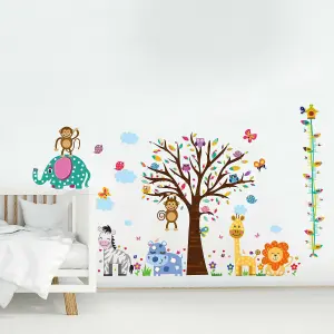 Walplus Animal Zoo, Height Chart, Butterfly, Colourful, Tall, Wall Decor, Nursery, Baby Kids Sticker PVC Multicoloured