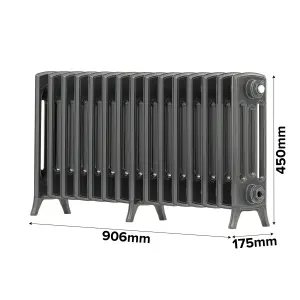 Arroll Edwardian Cast aluminium Anthracite Grey 15 Column Radiator, (W)906mm x (H)450mm