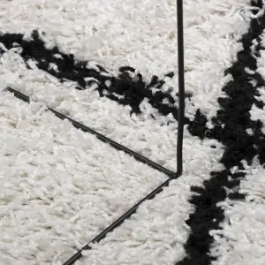 Shaggy Rug PAMPLONA High Pile Modern Cream and Black 300x400 cm