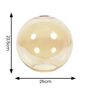 ValueLights Bellamy Easy Fit Amber Glass Globe Lampshade Ceiling Light Shade