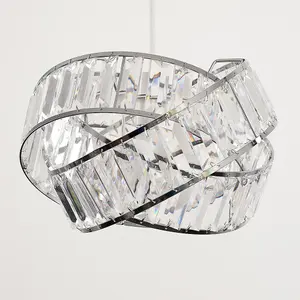 ValueLights Hudson Pair of Polished Chrome and Clear Acrylic Jewel Intertwined Rings Ceiling Pendant Light Shades